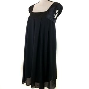 London Times Dress Sz 8 Black Cap Sleeve Chiffon